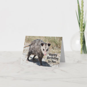 Carte Joyeux anniversaire à vous mignonne Opossum Walkin