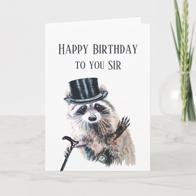 Carte Joyeux Anniversaire À Vous Monsieur Raton Laveur F (Devant)