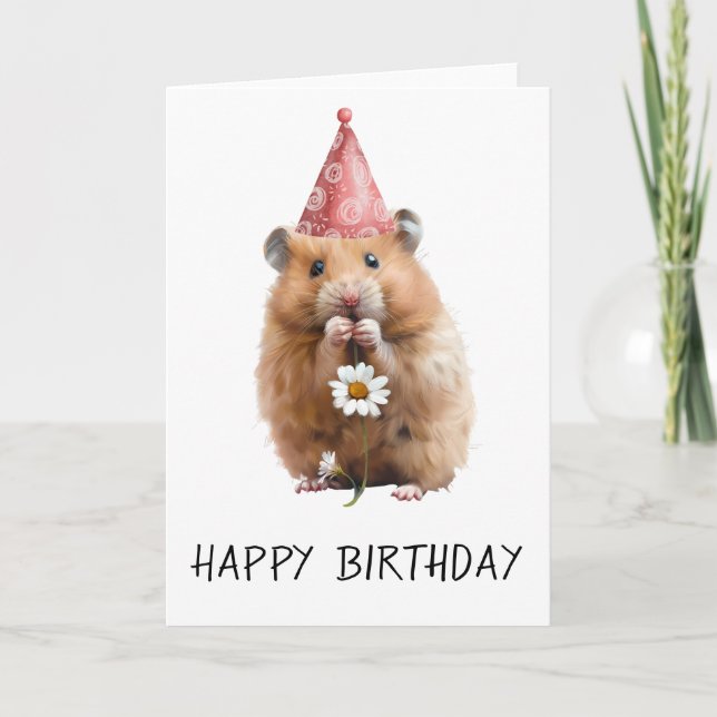 Carte Joyeux Anniversaire Adorable Hamster (Devant)