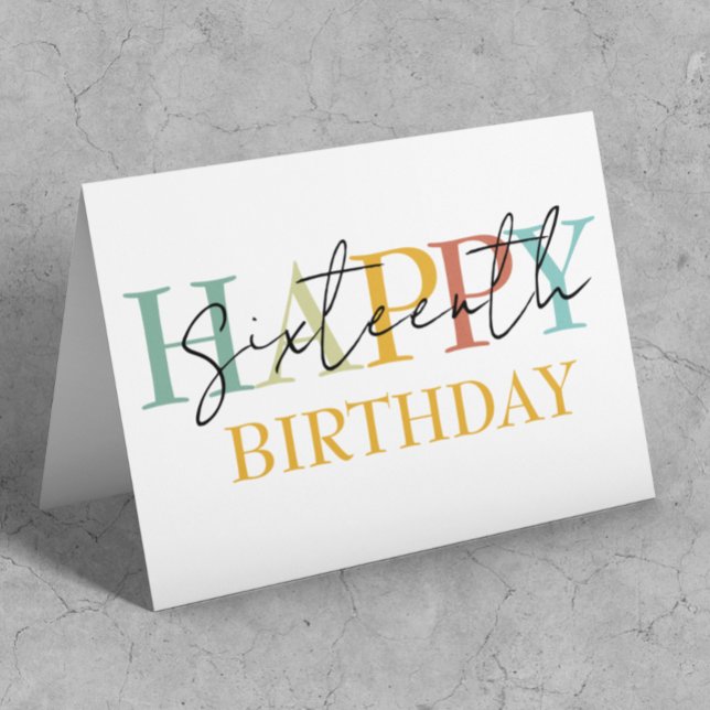 Carte Joyeux Anniversaire Âge Personnalisé Coloré Simple (Créateur téléchargé)