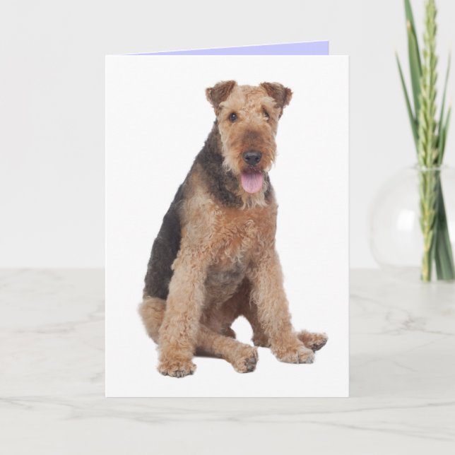 Carte Joyeux anniversaire Airedale Terrier Puppy Dog Car (Devant)