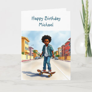 Carte Joyeux anniversaire (Ajouter un nom)   Garçon en v
