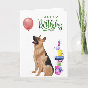 Carte Joyeux Anniversaire Allemand Berger Aquarelle