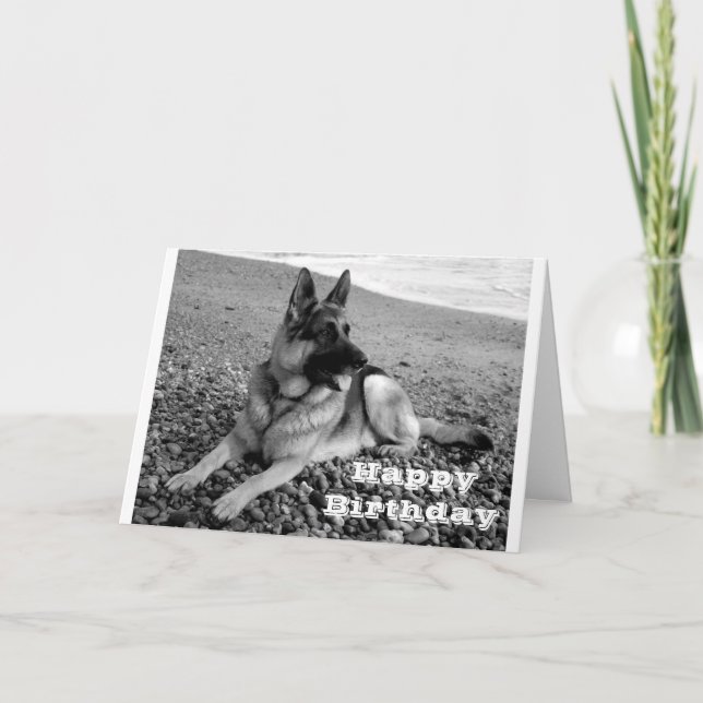 Carte Joyeux Anniversaire Allemand Berger Chien Chien Pu (Devant)