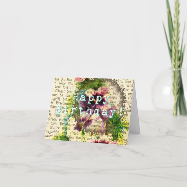 Carte Joyeux Anniversaire Allemand Script Pansy Coffee S (Devant)