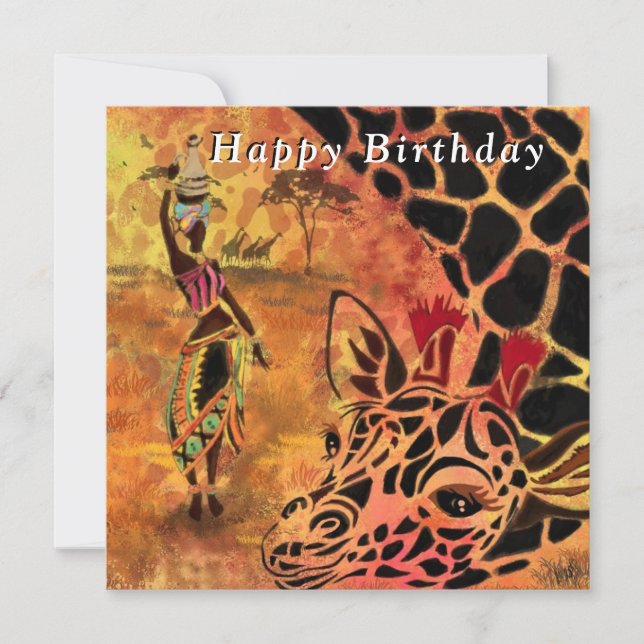 Carte Joyeux Anniversaire - Amis Africains Fille et Gira (Devant)