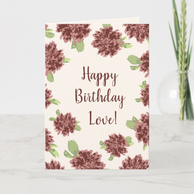 Carte Joyeux Anniversaire Amour Cadre - Marguerites Roug (Devant)