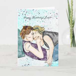 Carte Joyeux anniversaire, amour   Lesbian Kiss