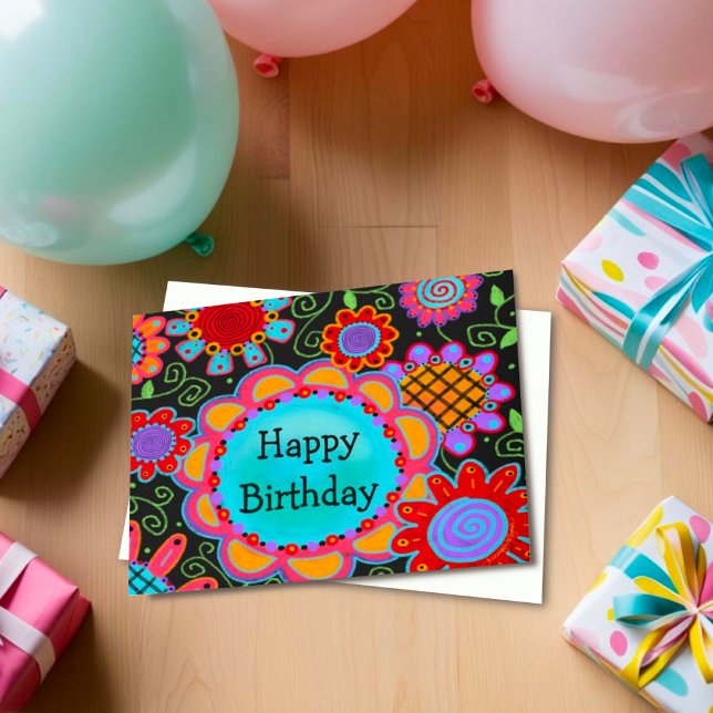 Carte Joyeux Anniversaire Amusant Mignon Coloré (Créateur téléchargé)
