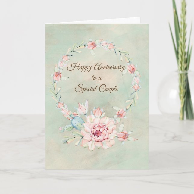 Carte Joyeux anniversaire aquarelle Cactus (Devant)