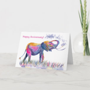 Carte Joyeux Anniversaire Aquarelle Eléphant