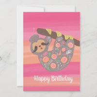 Joyeux Anniversaire Aquarelle mignonne Asie Sloth