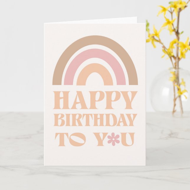 Carte Joyeux Anniversaire arc-en-ciel (Fleur jaune)