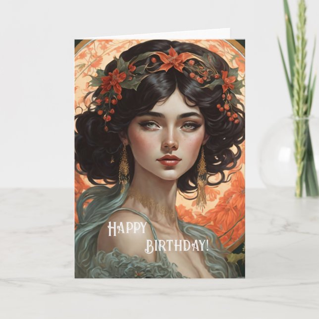 Carte Joyeux anniversaire Art Nouveau Beauté No.1 (Devant)