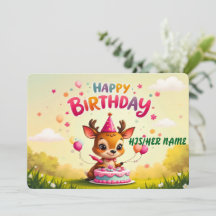 Joyeux Anniversaire au Bébé Cerf Mignon
