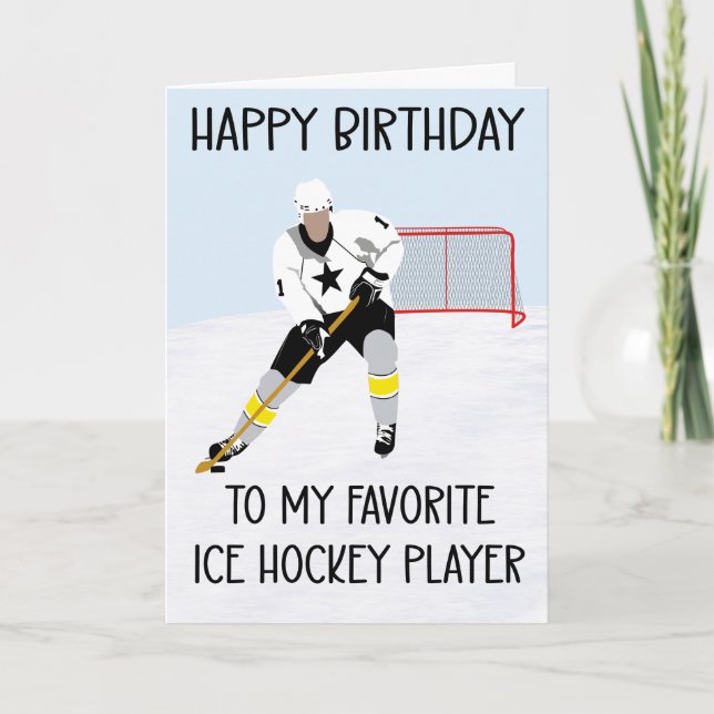 Carte Joyeux Anniversaire au Joueur de Hockey sur Glace  (Devant)