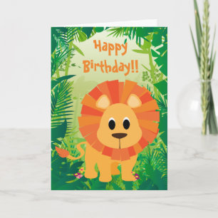 Carte Joyeux anniversaire au lion
