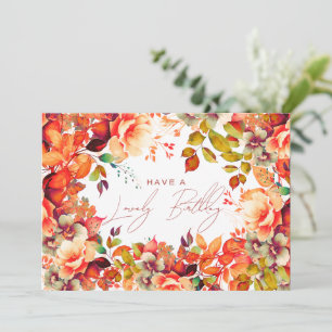Carte Joyeux Anniversaire Automne Jardin Floral