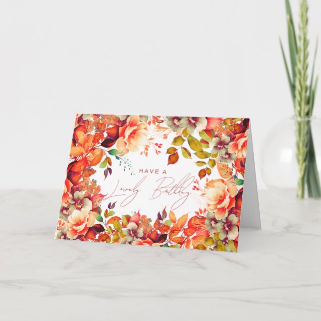 Carte Joyeux Anniversaire Automne Jardin Floral (Devant)