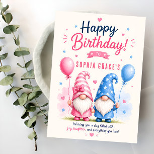 Carte Joyeux Anniversaire aux Gnomes Colorés