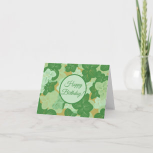 Carte Joyeux Anniversaire aux jolies feuilles tropicales