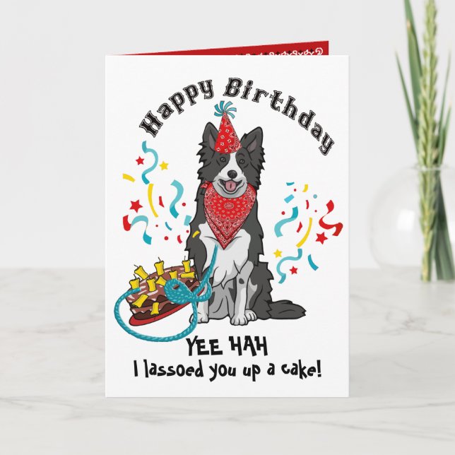 Carte Joyeux anniversaire avec Collie frontalier en Band (Devant)