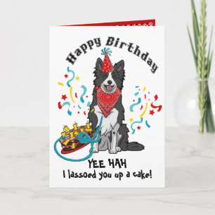 Carte Joyeux anniversaire avec Collie frontalier en Band