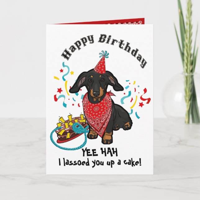 Carte Joyeux anniversaire avec Dachshund Dog en Bandana  (Devant)