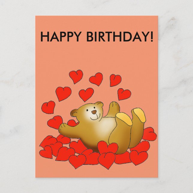 Carte Joyeux Anniversaire avec des cœurs d'amour e (Devant)