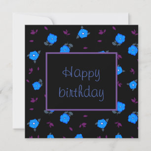 Carte Joyeux anniversaire avec des fleurs bleues