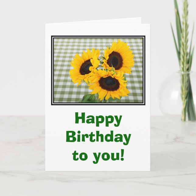 Carte Joyeux anniversaire avec des tournesols (Devant)