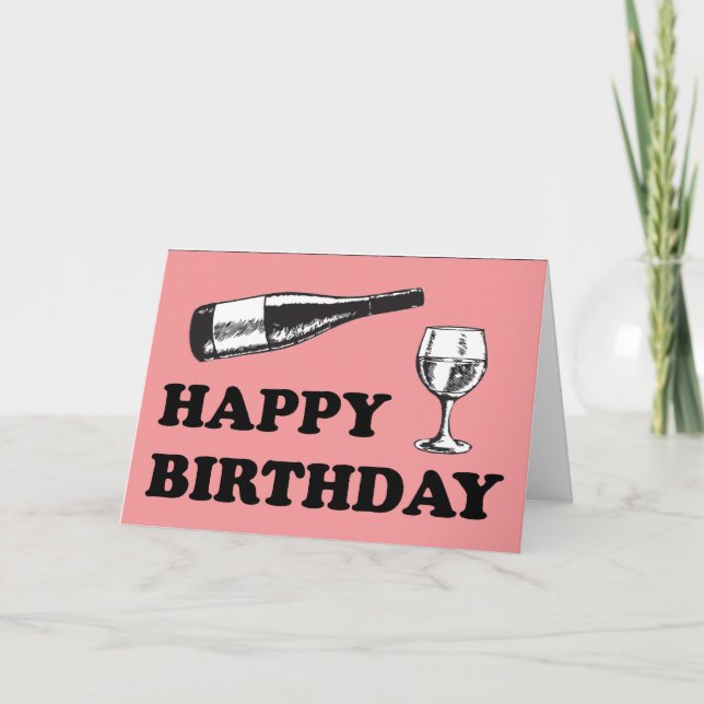 Carte Joyeux anniversaire avec du vin (Devant)