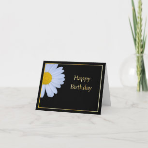Carte Joyeux anniversaire avec Fleur blanche et Bkgrd no