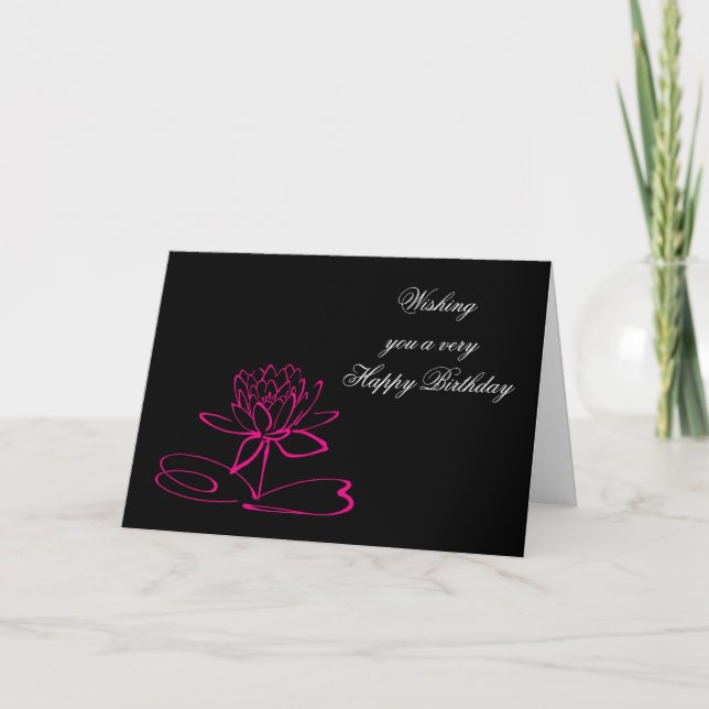 Carte Joyeux anniversaire avec fleur de lotus (Devant)