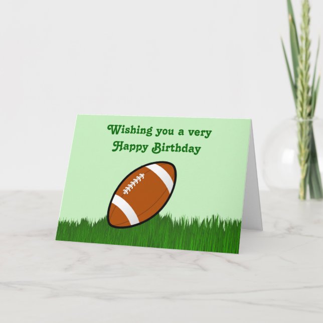 Carte Joyeux anniversaire avec football sur l'herbe (Devant)