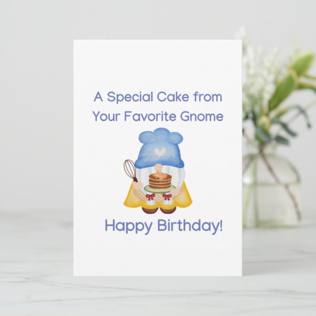 Carte Joyeux Anniversaire avec Gnome (Debout devant)