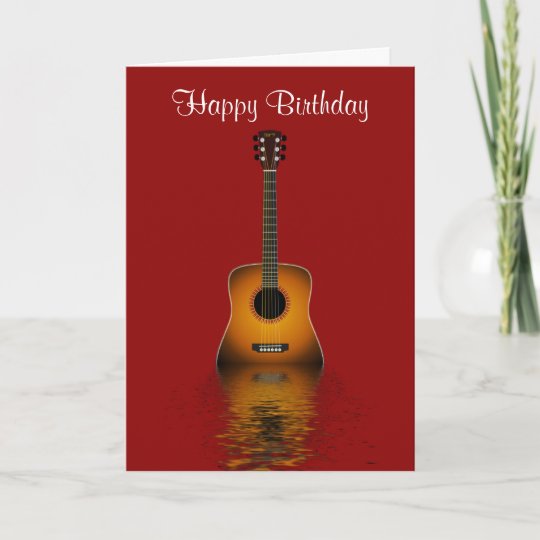 Carte Joyeux Anniversaire Avec La Guitare Acoustique Zazzle Ca