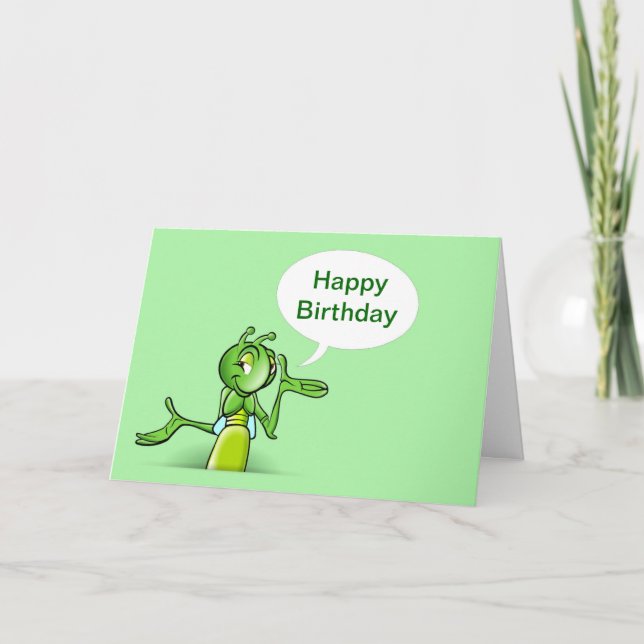 Carte Joyeux anniversaire avec le cricket parler (Devant)