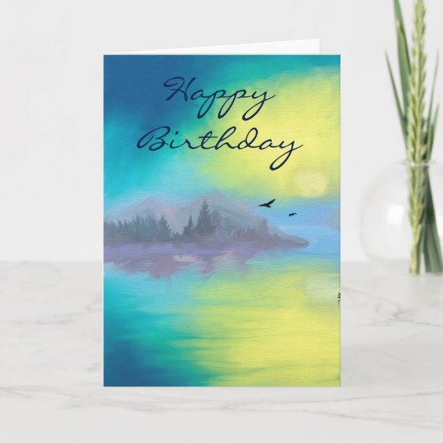 Carte Joyeux anniversaire avec paysage Pittoresque (Devant)