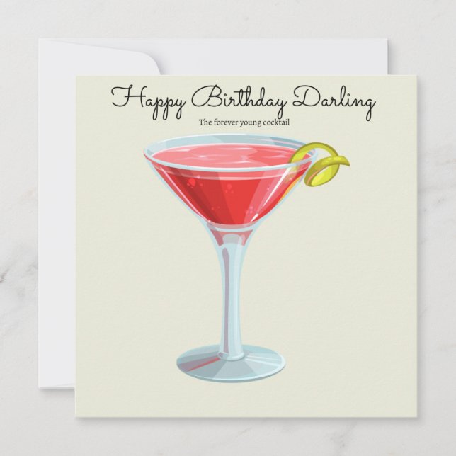 Carte Joyeux anniversaire avec un cocktail (Devant)
