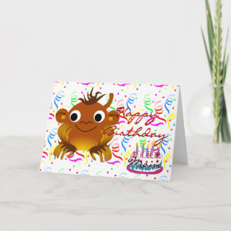 Carte Joyeux anniversaire avec un dessin de singe et un 