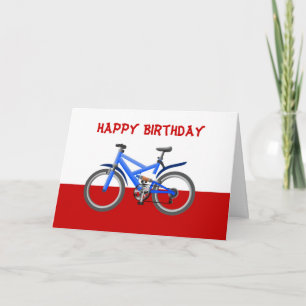 Carte Joyeux anniversaire avec vélo vélo poussette