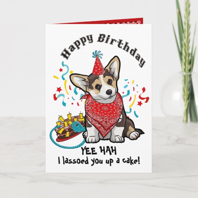 Carte Joyeux anniversaire avec votre Chien Corgi en Band (Devant)