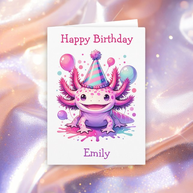 Carte Joyeux Anniversaire Axolotl Thème Personnalisé (Créateur téléchargé)