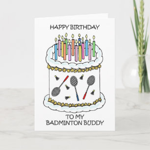 Carte Joyeux anniversaire Badminton Buddy
