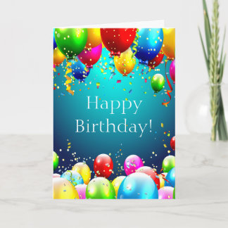 Carte Joyeux anniversaire - Ballons de couleur bleue - P