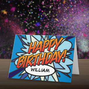 Carte Joyeux Anniversaire Bande Dessinée Pop Art