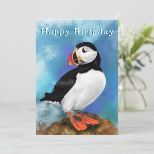 Carte Joyeux anniversaire - Beau oiseau de Puffin Atlant