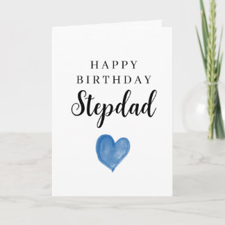 Carte Joyeux Anniversaire Beau-Père Cœur Aquarelle Bleue