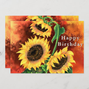 Carte Joyeux Anniversaire - Beau Trois Tournesols -